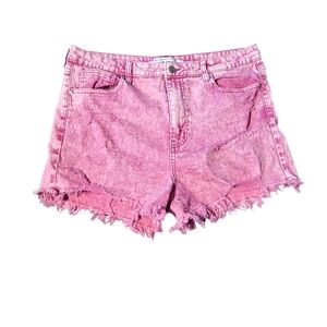Celebrity Pink Acid Wash Denim Frayed Hem Women's Shorts Size 32